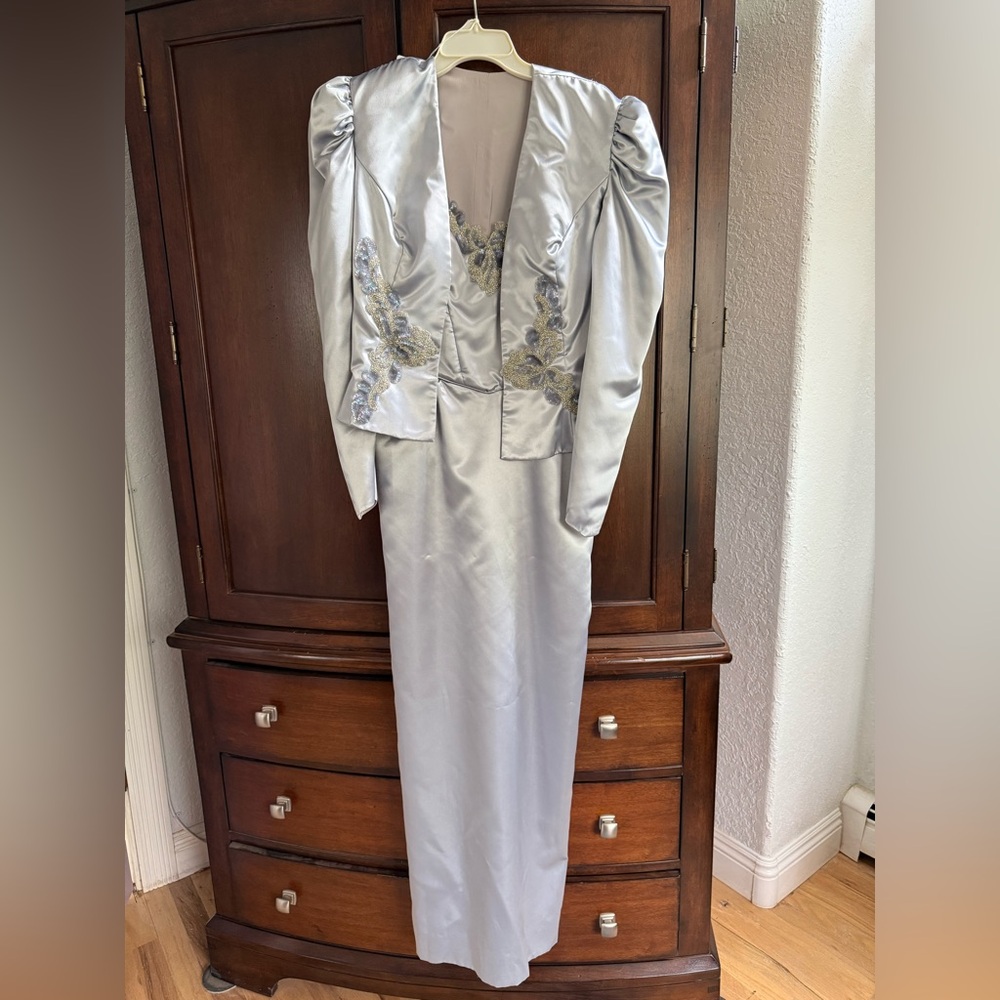Elegant Silver Evening Gown